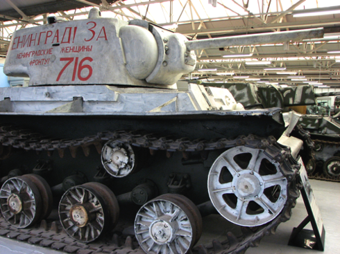 Russian KV-1 - large crude and very effective when used in large numbers the sign said. A bit under gunned perhaps